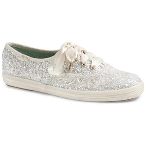 Keds x Kate Spade ivory cream crystal wedding sparkly tennis shoes sneakers 7.5